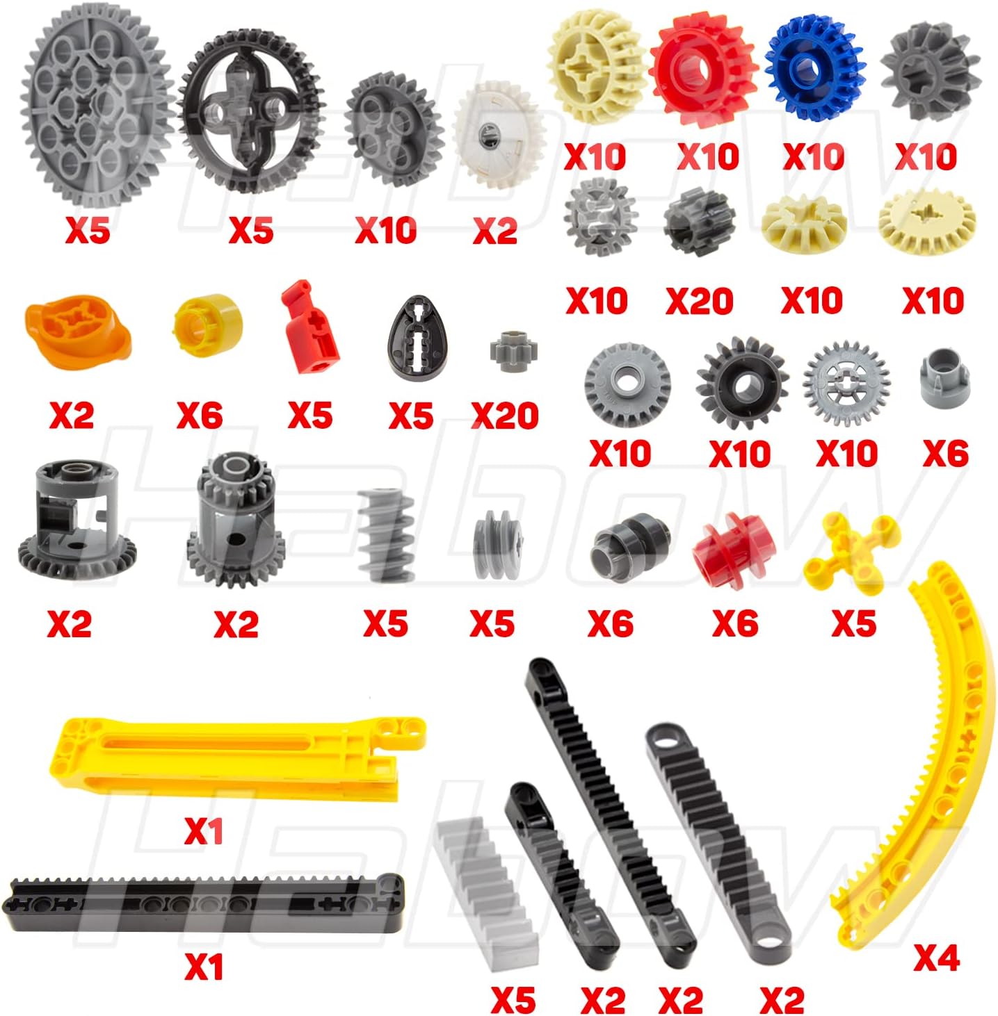 233pcs Technic Gears Axle Pin Connector Cam Worm Cogs Steering Parts Differential Engine Kit G463804