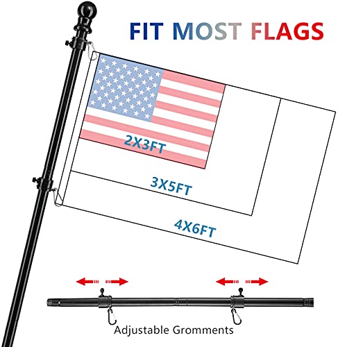 Black 5ft Tangle Free Flag Pole with Holder Bracket M790