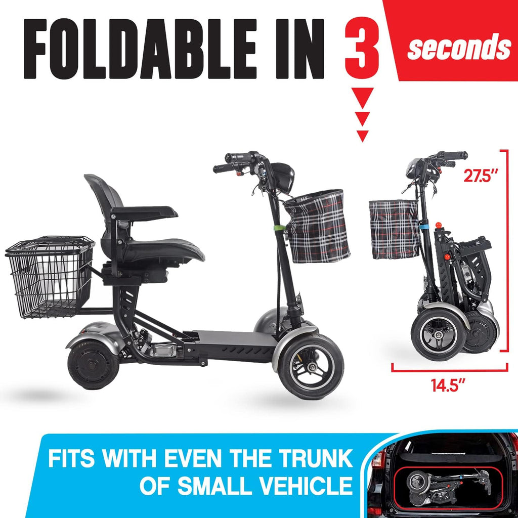 Foldable 4 Wheel Mobility Scooter with Long Range Battery 15.6AH P37086