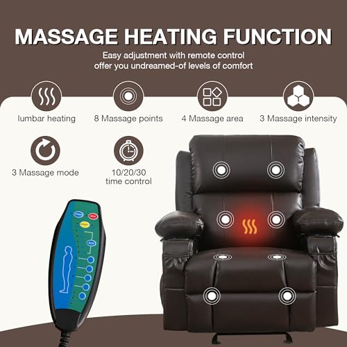 Brown Heated Massage Rocker Recliner Chair with Footrest Z99970