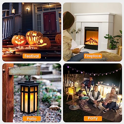 LED Flame Lights, 4-Mode Rechargeable Battery Operated Flameless Candles, Waterproof Pillar Flickering Lanterns N59473