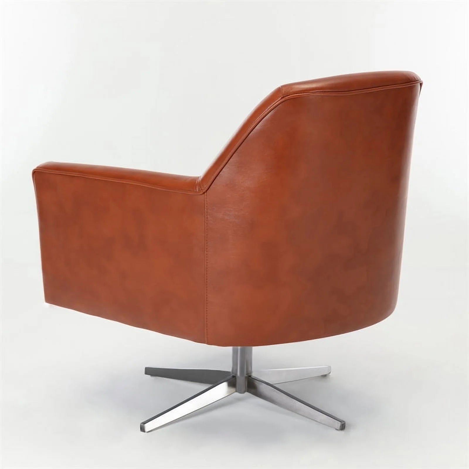 Caramel Brown Faux Leather Swivel Armchair C14026
