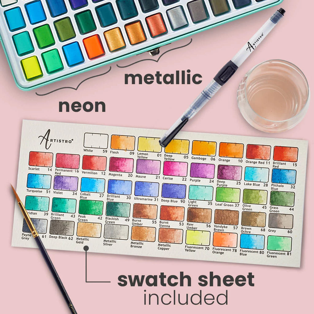 48 Count Watercolor Paint Set in Travel Box D9244
