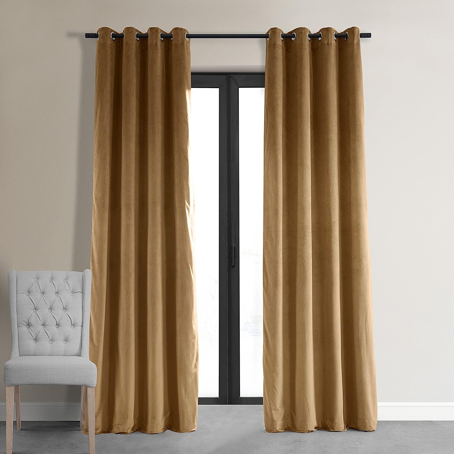 Amber Gold Blackout Velvet Curtains 50 X 96 B8479