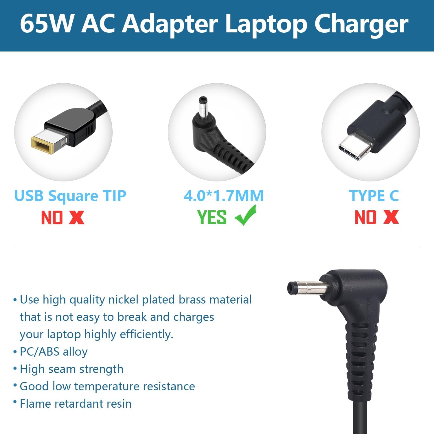 65W 45W Laptop Charger 20V 3.25A 4.0 * 1.7MM Round Tip AC Adapter L249