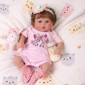 20 Inch Cloth Body Hand-Rooted Brown Hair Blue Eyes Poseable Reborn Baby Doll O4531