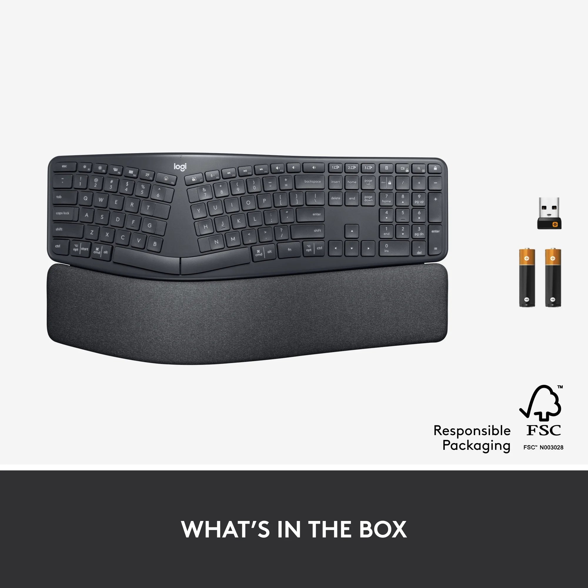 Graphite Ergonomic Split Keyboard with Wrist Rest F125996