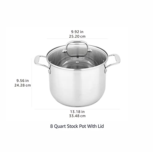 Stainless Steel Stock Pot with Lid, 8 Quart Z2563
