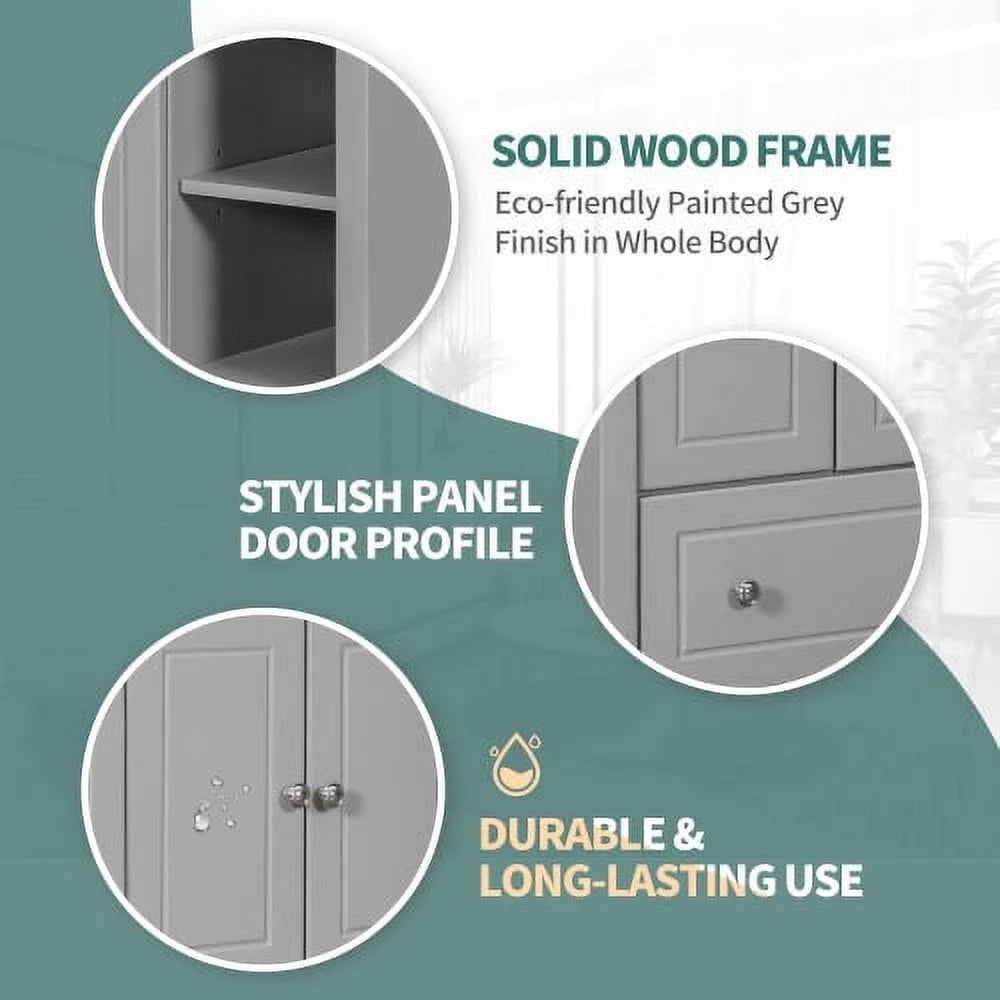 Grey Solid Wood Bathroom Vanity with Sink B19026