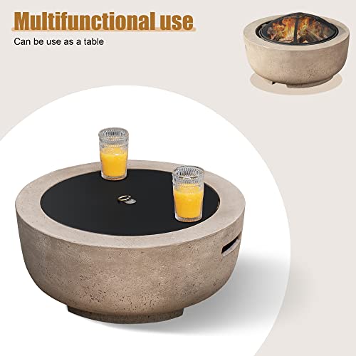 Brown Concrete Round Outdoor Fire Pit N24510