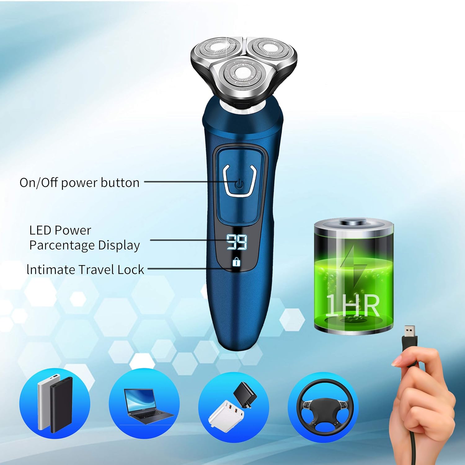4 in 1 Electric Razor with Nose Hair Trimmer, Beard Trimmer, and Facial Cleaning Brush I33742