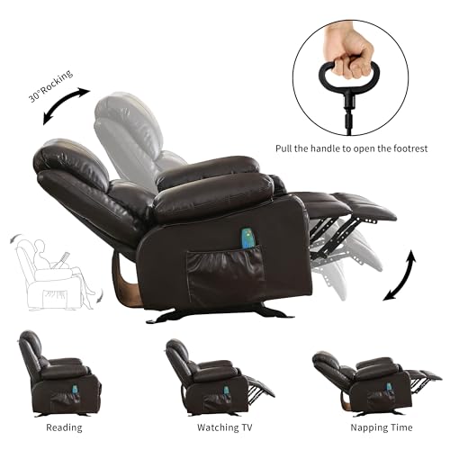 Brown Heated Massage Rocker Recliner Chair with Footrest Z99970