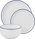 12-Piece Blue Rim Stoneware Dinnerware Set C67504