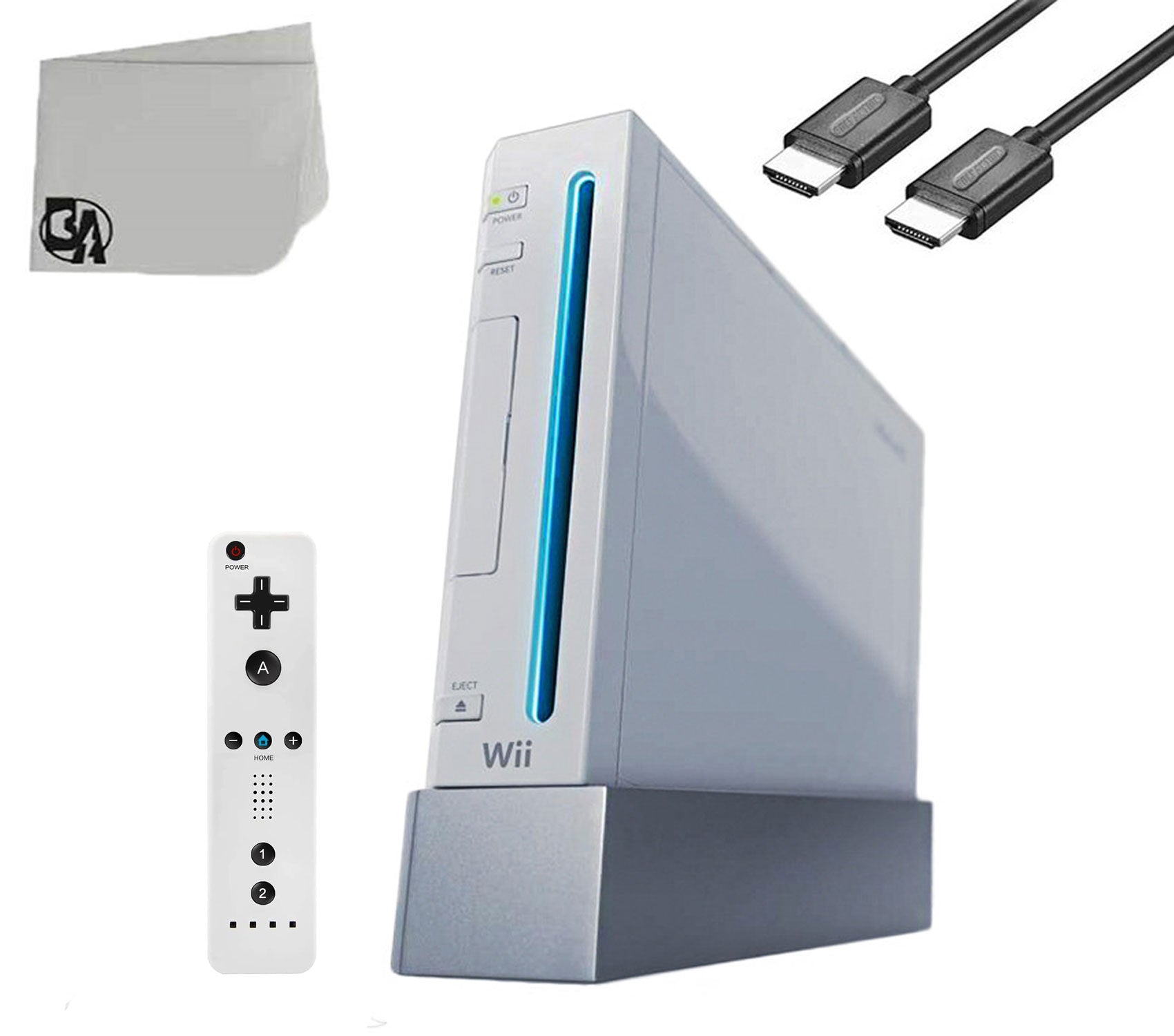 Wii Console White with Wii Remote Controller, Wireless Gamepad, Silicone Case White & Black HDMI Cable M59360
