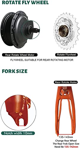 Electric Bike Conversion Kit with LCD Display, 36V 48V 250/350/500W Brushless Gear Hub Motor Set A664297