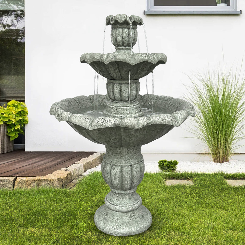 35'' H 3-Tier Outdoor Water Fountain with Submersible Electric Pump P290999