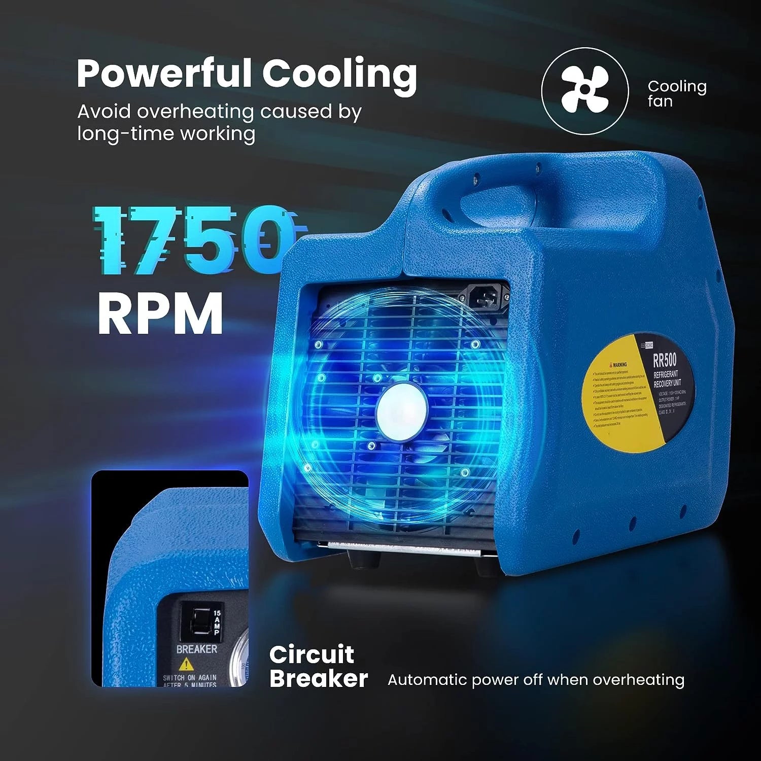 1 HP Dual Cylinder Portable Refrigerant Recovery Machine L5047