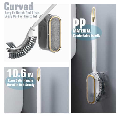 Toilet Bowl Brush and Holder Set with Silicone Scrubber L21080