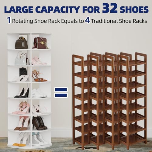 7-Tier Wood Rotating Shoe Rack Holds 32 Pairs N693582