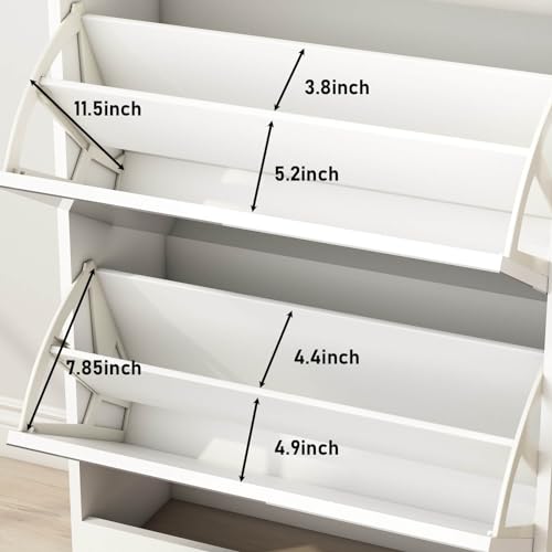White Shoe Cabinet with 3 Flip Drawers & 2 Sliding Drawers U83976