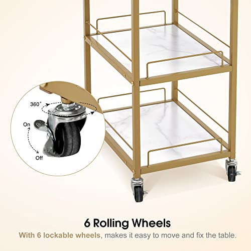 White Multifunctional Nail Table with Rolling Wheels I755517