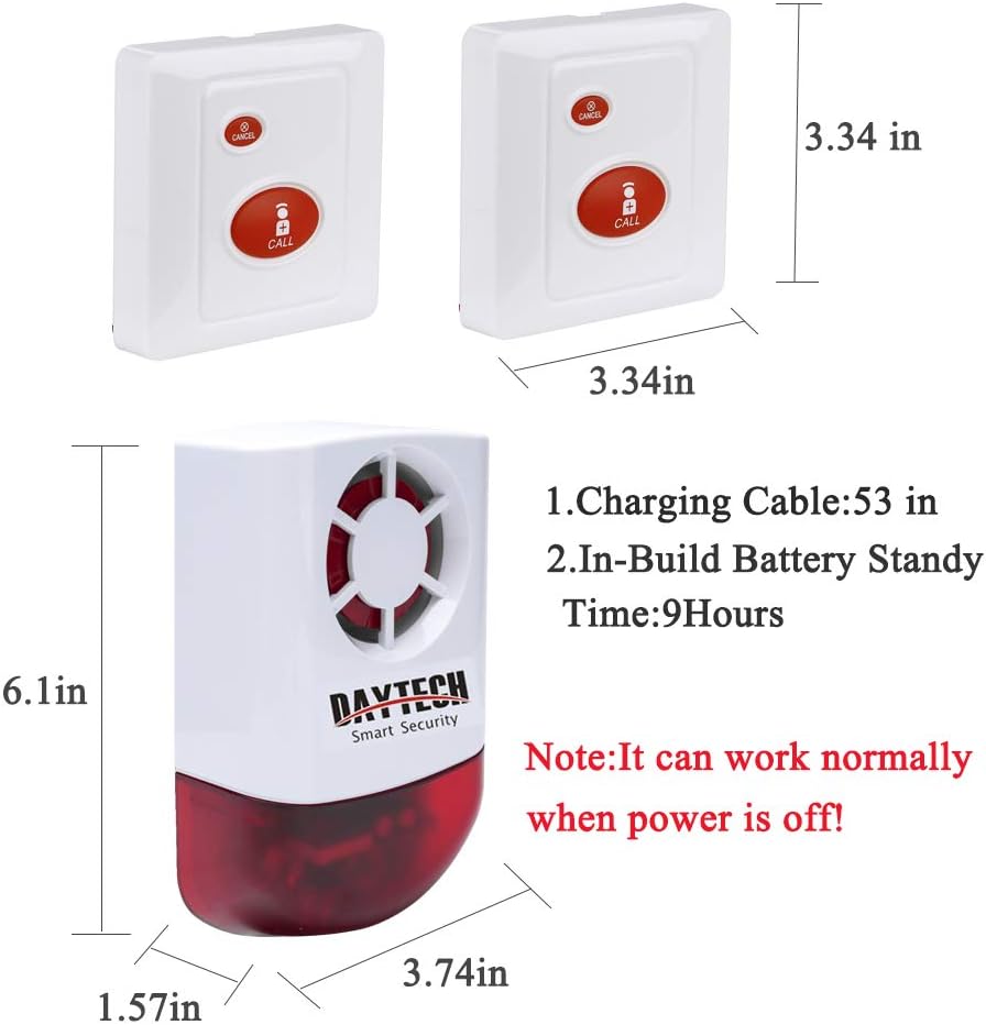 800ft Waterproof Remote Emergency Strobe Siren Alarm Kit with 1 Red Flashing Siren + 4 Call Buttons E475249
