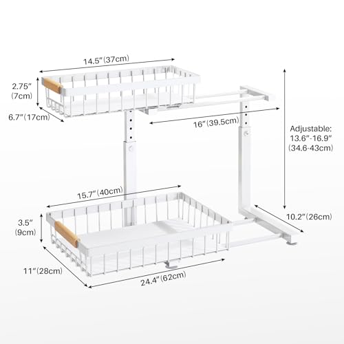 2 Pack 2 Tier Metal Slide Out Under Sink Organizer U5548