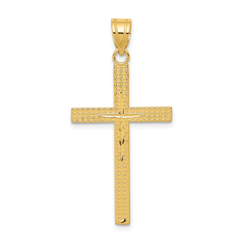 14 Karat Yellow Gold Diamond-Cut Cross Pendant with 18-inch Chain G88262