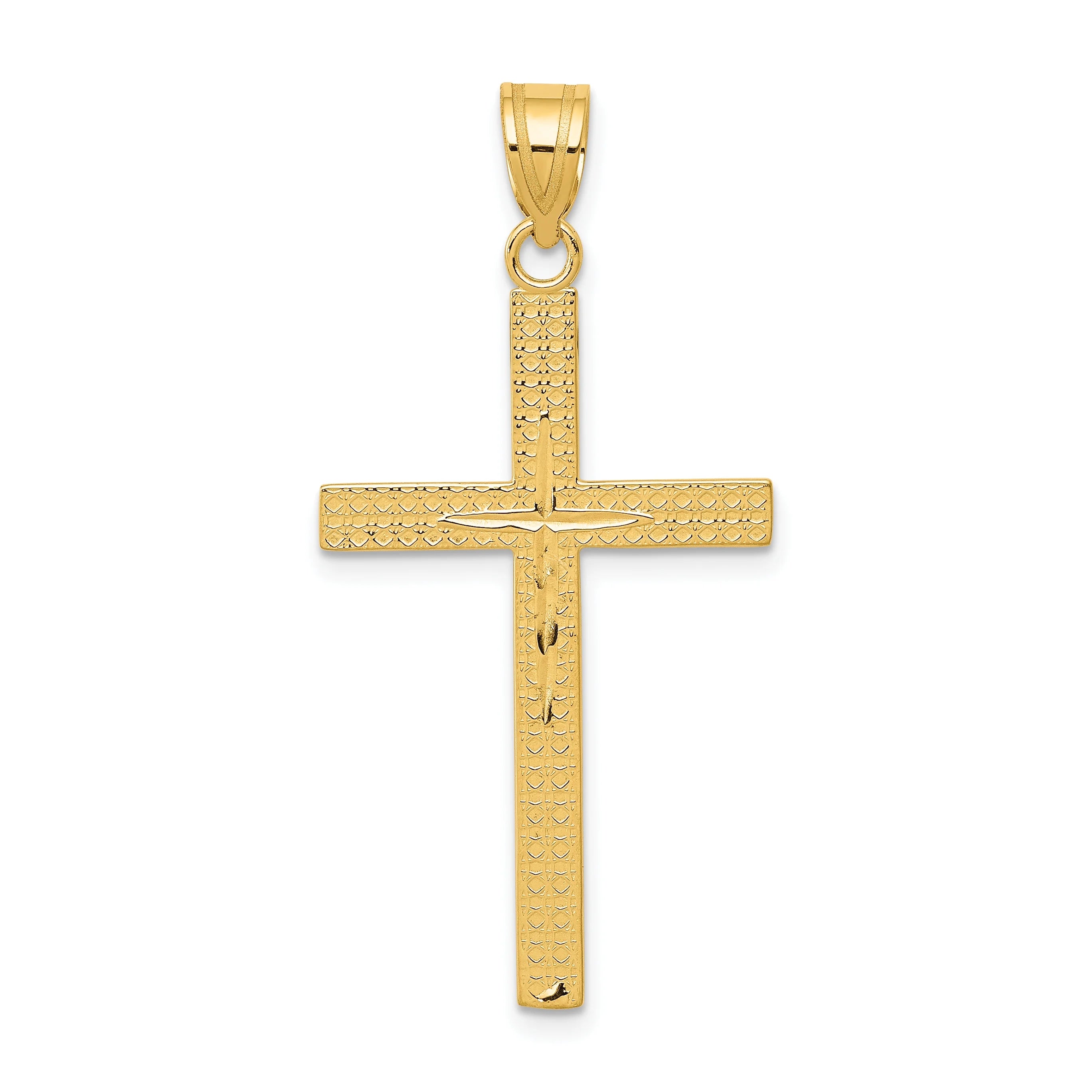 14 Karat Yellow Gold Diamond-Cut Cross Pendant with 18-inch Chain G88262