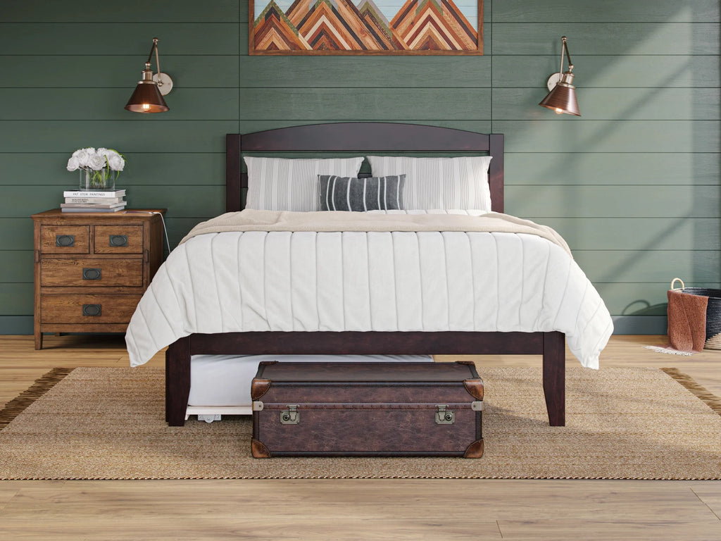 14" Queen Wood Platform Bed Frame with Twin XL Trundle, Espresso K18926