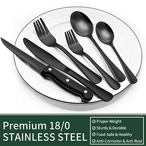 24-Piece Stainless Steel Flatware Set with Steak Knives A858