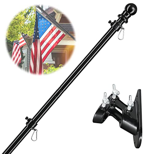 Black 5ft Tangle Free Flag Pole with Holder Bracket M790