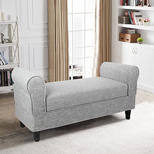 Light Grey Storage Bench with Arms W82360