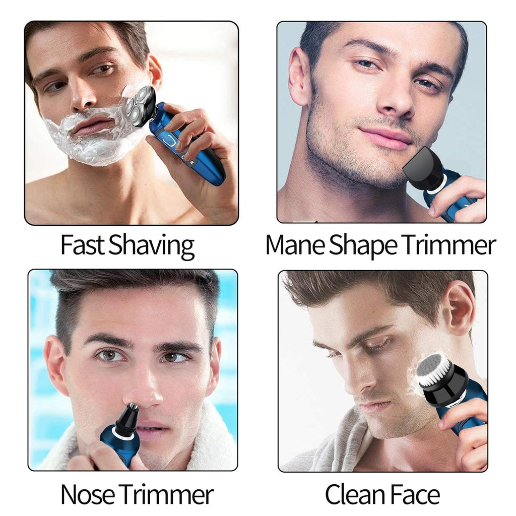 4 in 1 Electric Razor with Nose Hair Trimmer, Beard Trimmer, and Facial Cleaning Brush I33742