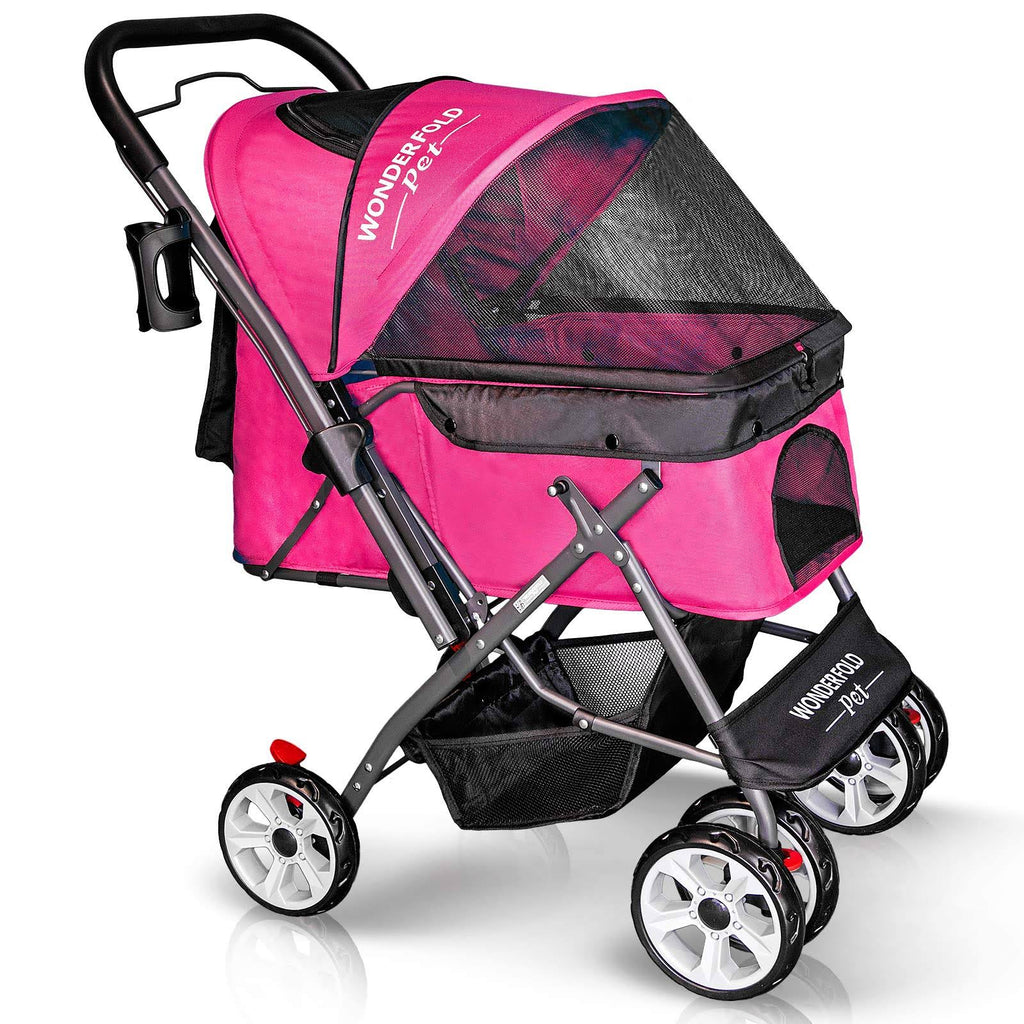 4 Wheels Folding Pet Stroller with Reversible Handle Bar S60426