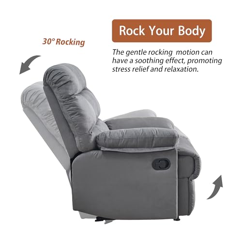 Gray Upholstered Rocking Recliner Chair M16042