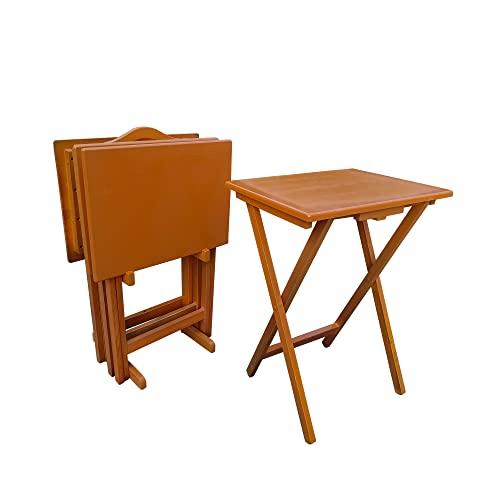 Set of 4 Solid Wood Folding TV Tray Table E311184