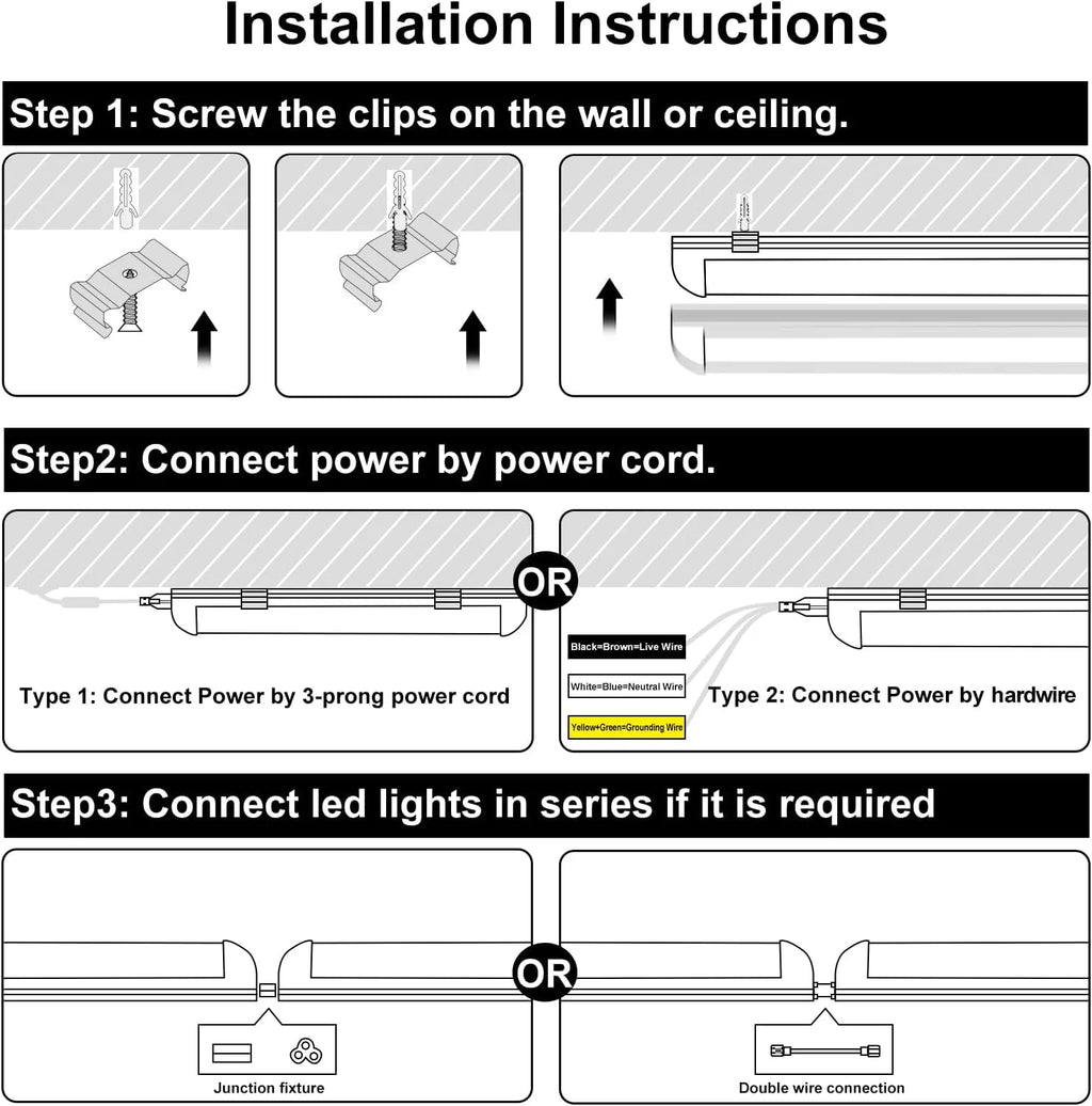 10 Pack 4FT 50W 7750Lumen 6000K LED Light Fixture Q1638