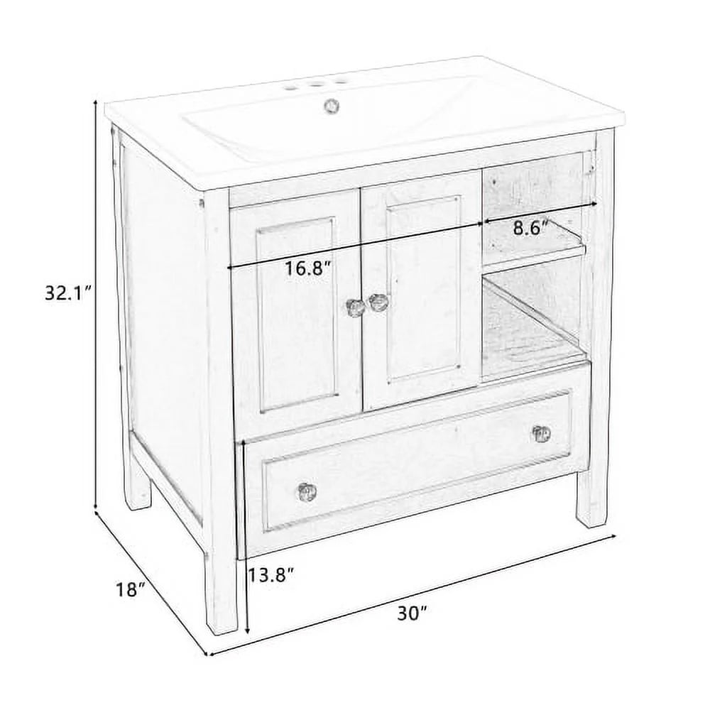 Grey Solid Wood Bathroom Vanity with Sink B19026