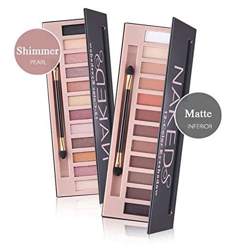 2 Pack 12 Colors Nude Matte Shimmer Eyeshadow Palette V40042