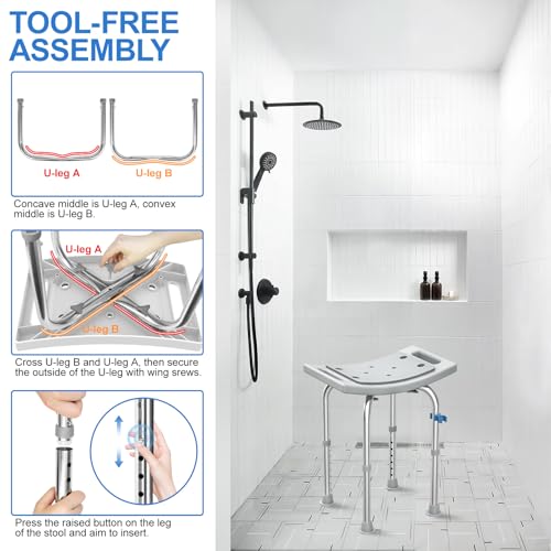 Heavy Duty Stainless Steel Shower Chair Seat with Grab Bar Z160