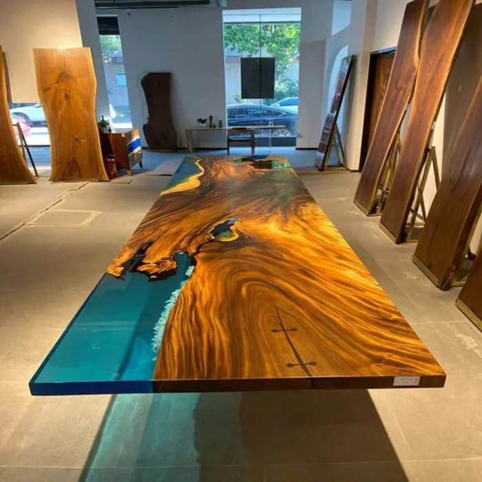 Blue Live Edge Epoxy Dining Table 36 x 24 Inches X804