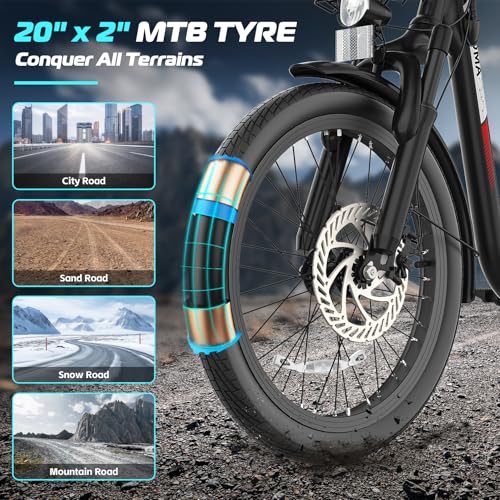 1200W Electric Scooter with Seat, 20" Fat Tire, 48V Removable Battery L197