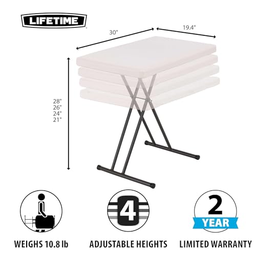 4-Foot Commercial Adjustable Folding Table, Almond J762