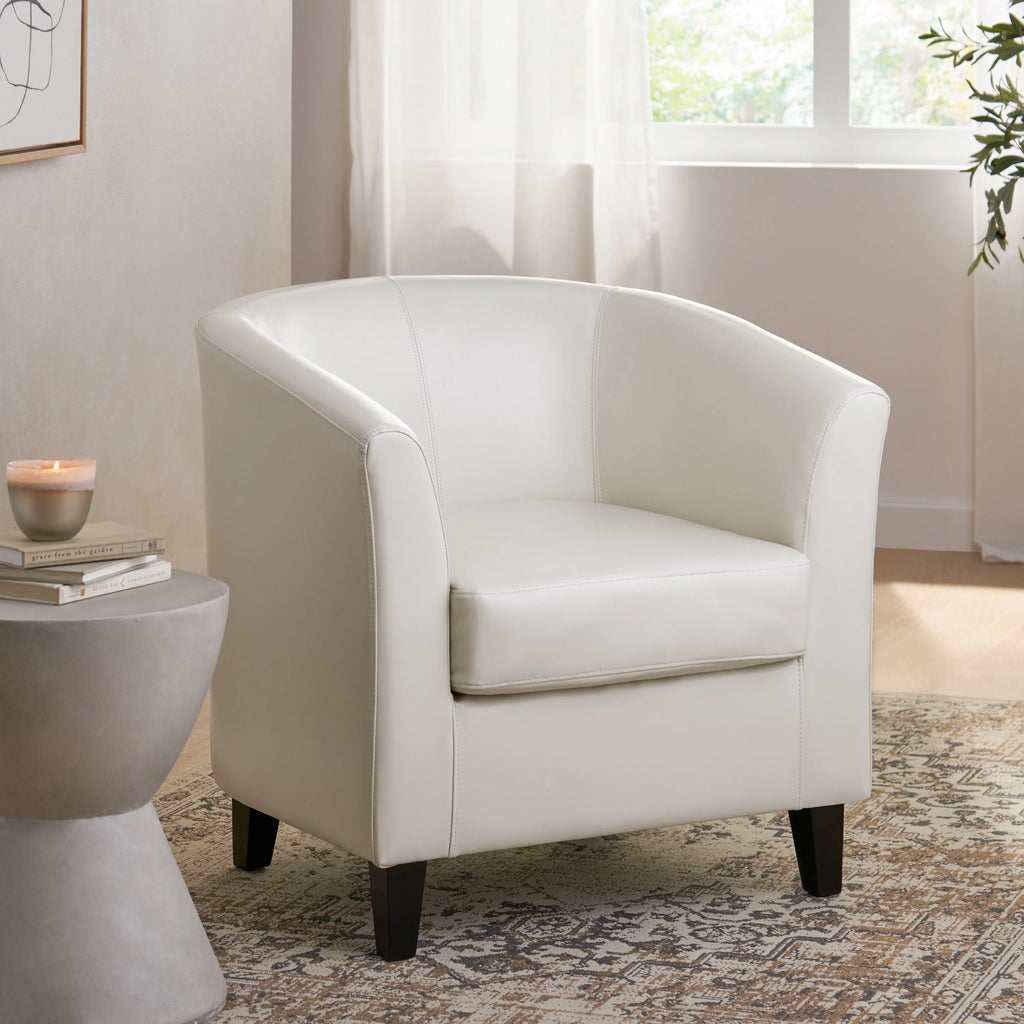 Ivory Bonded Leather Club Chair C1117