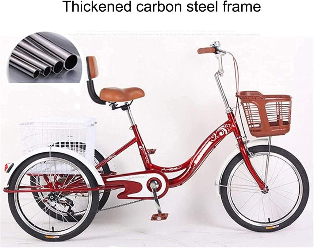 20 Inch Single Speed 3 Wheel Adult Tricycle with Shopping Basket P76982