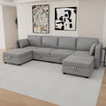 Navy U Shaped Sectional Sofa with Storage N169