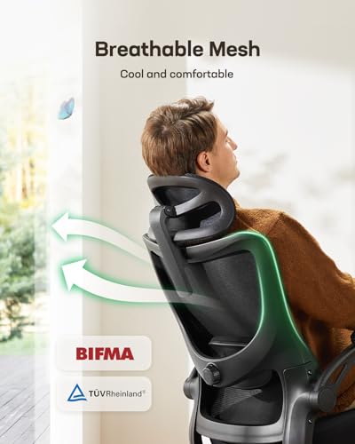 Ergonomic Mesh Office Chair with Adjustable Lumbar Support and PU Armrests F7477