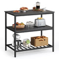Rustic Brown and Black Kitchen Island with 3 Shelves N197