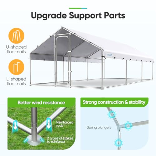 Large Metal Chicken Coop Run with Roosting Perch and Waterproof Roof Cover, 12x9x6.6FT Y487925
